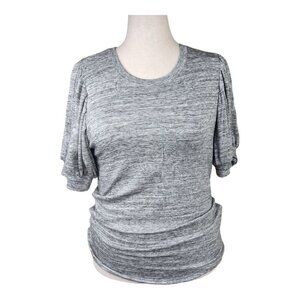 Daily Ritual Womens Ruched Sleeve Gray Top Size L